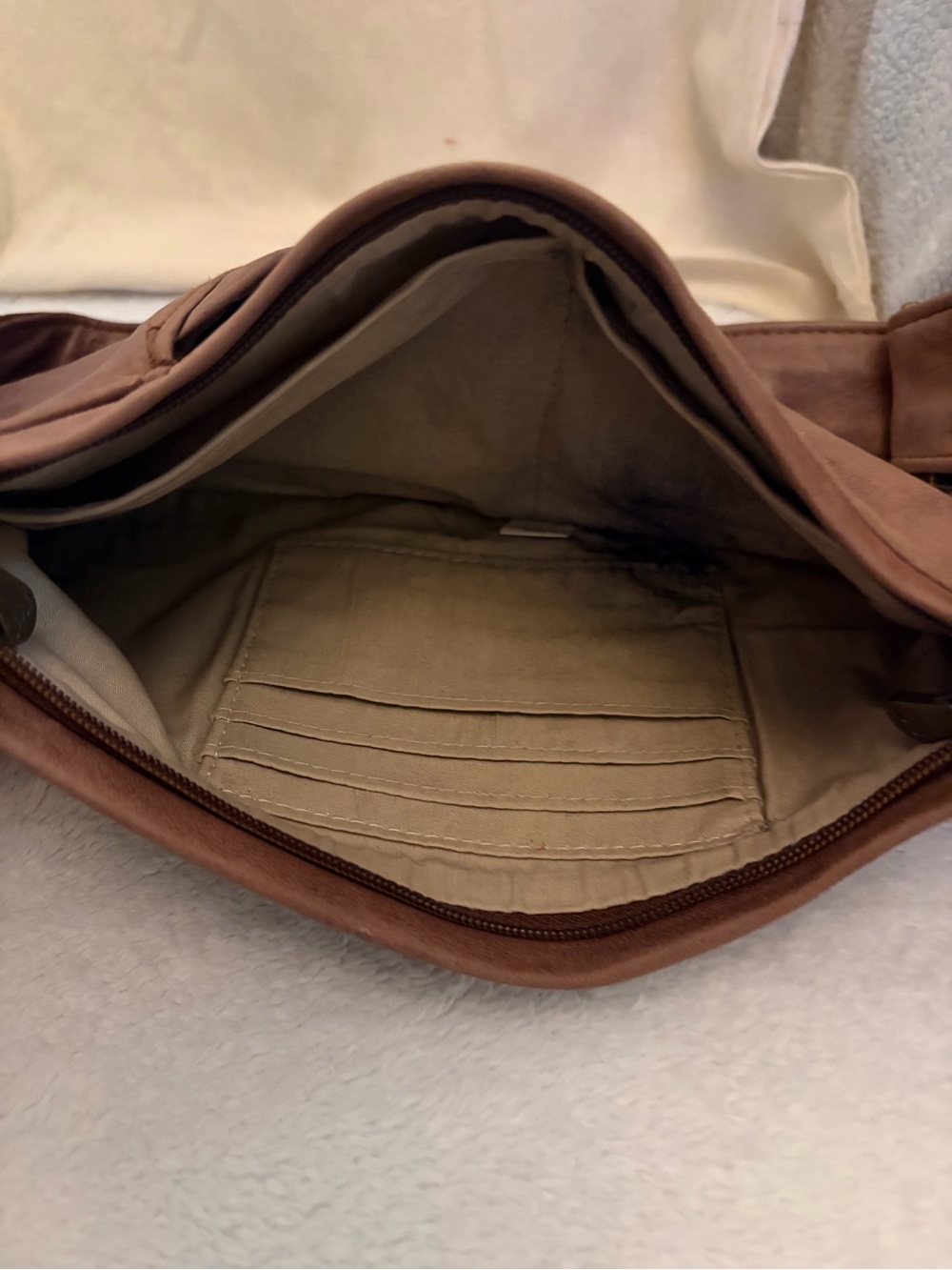 Sash Brown Leather Crescent Sling Bag - Picture 8 of 14